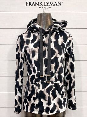 FRANK LYMAN WEEKEND – XS – Black & White Abstract Hoodie